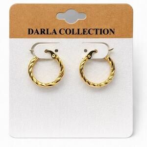 Darla Collection Twisted Gold Hoop Earrings Gold Tone Statement, NWT